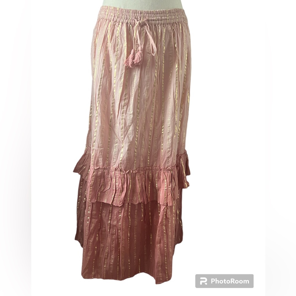 Women's Pink Maxi Skirt with Ruffle Hem